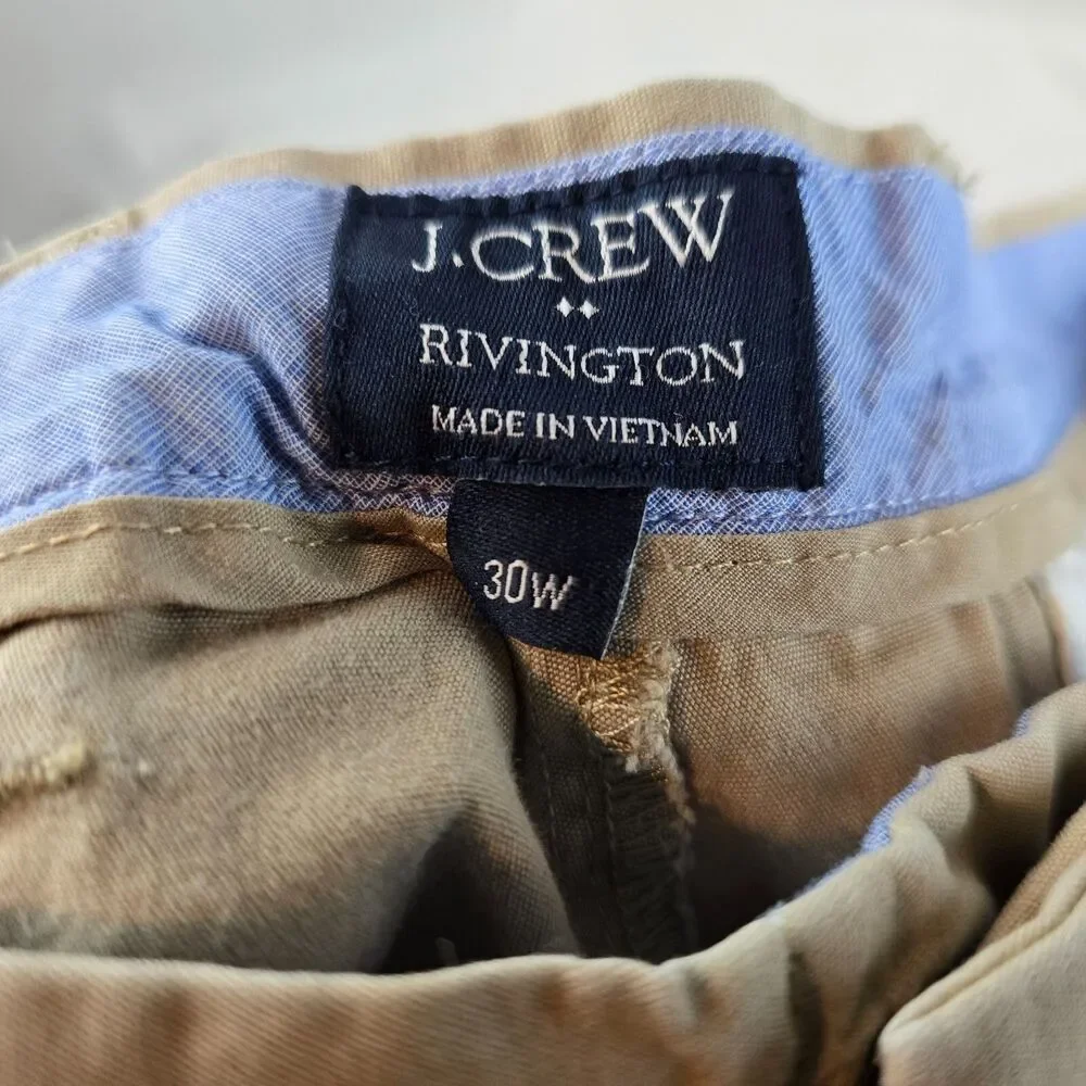J Crew Shorts Mens 30 Beige Chino Khaki Rivington Casual Preppy Basic Minimal